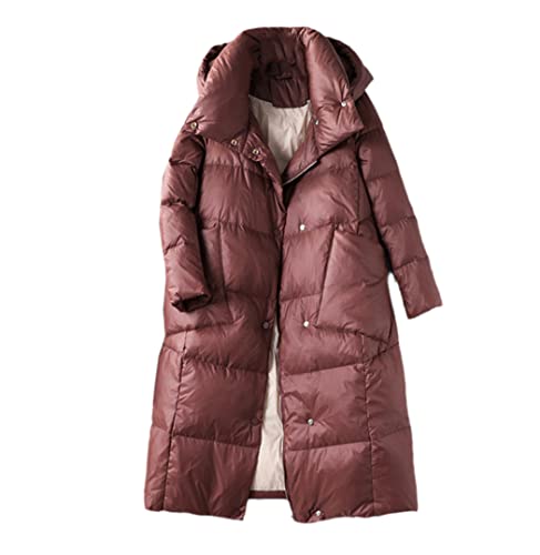 Doudoune d'hiver épaisse femme à capuche rouge foncé veste chaude XL