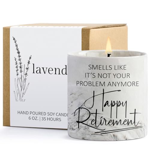 FreeJac Retirement Gifts for Women Men 2026 Retirement Candle for Coworker Boss Funny Farewell Retired Gift for Friend Teacher Nurse Goodbye Gifts for Woman Lavender Candle