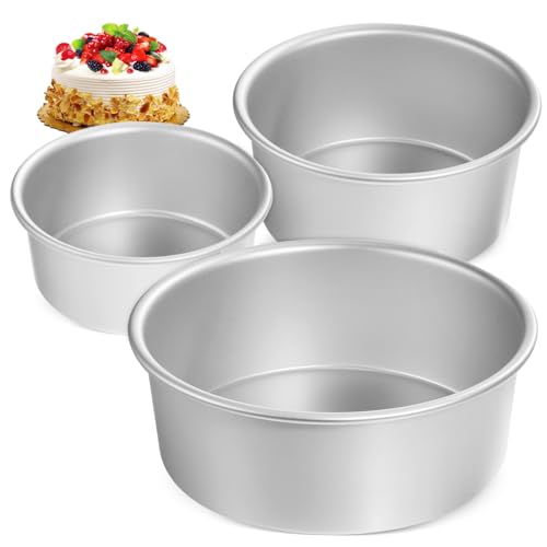 Cabilock 3pezzi Stampo in Alluminio Per Torte Rotonde Stampi Per Cheesecake in Teglia Per Torte Piccole Tortiera Antiaderente Stampi Per Mousse e Dessert