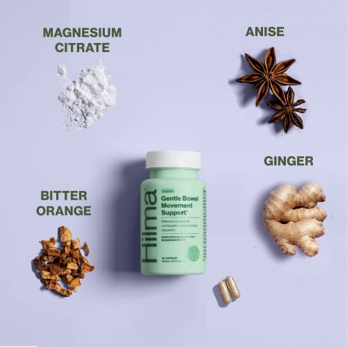 Hilma Gentle Bowel Movement Supplements - A Natural, Gentle Laxative W/Magnesium Citrate, Ginger, Anise & Bitter Orange - 46 Vegan Capsules #TOP3