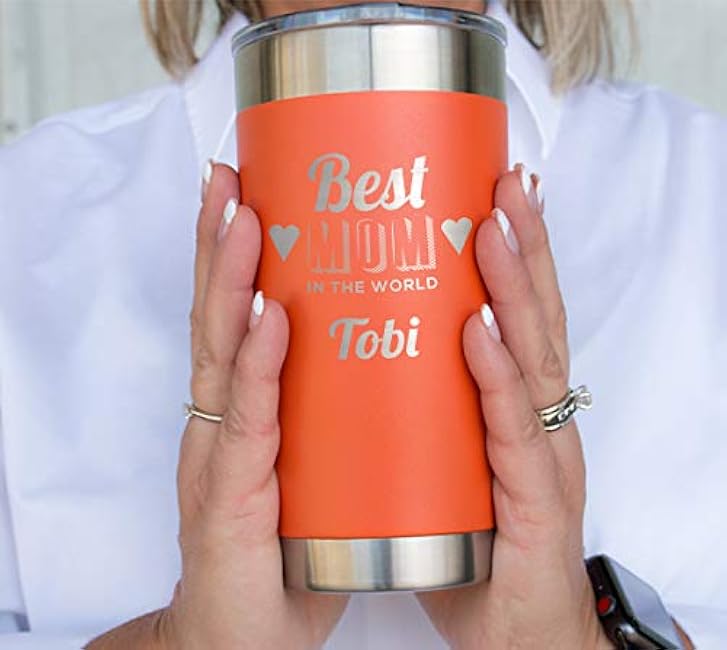 20 oz Vacuum Insulated Tumbler w/Lid and Laser Engraved Customization Options - Stainless Steel, Double-Walled Travel Mug (Black)