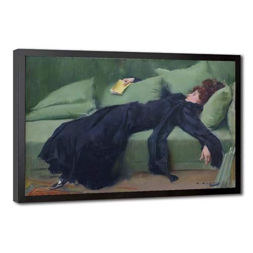 Impression sur toile A Decadent Girl par Ramon Casas en cadre suspendu 61x91 cm