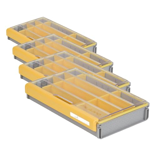 Image of Plano Edge Flex 3700M Tackle Storage | Premium Tackle Organization with Rust Prevention | Includes 38 Flex dividers, yellow /gray (Pack of 4)