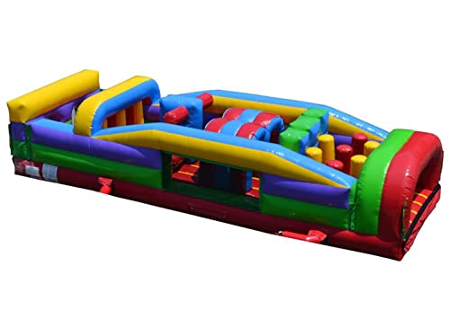 30-Foot Retro Inflatable Obstacle Course with Blower