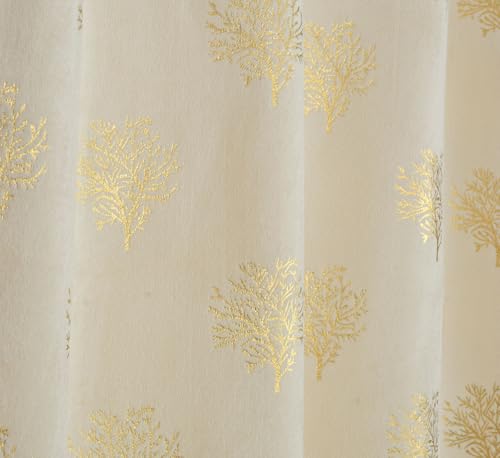 Image of Premium Velvet Window Curtains /Drapes for Drawing Room /Bedroom /Living Room Door - 4x7 feet - Set of 3 Pcs of Panels, Cream & Maroon
