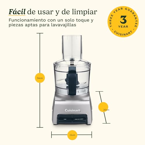 Miniatura 8 de Cuisinart Flexprep Procesador De Alimentos 1,1l Picar, Rallar, Puré, Batir Cuchilla Acero, Disco Reversible, Batidor Bladelock Toque Único Pulso Sin Bpa