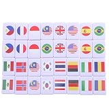 Exploration culturelle ludique : Le jeu de société 64pcs 2 Player Mahjong Set intègre des tuiles en illustrant des drapeaux nationaux, offrant une expérience éducative qui enrichit les soirées en famille par découverte géographique sans compromis sur plaisir