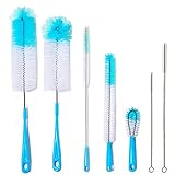 CVNDKN 7 Pack Bottle Cleaner Brush Set,Long-Handled Nylon Cleaning Brush for Narrow Neck Wine Bottles, Baby Bottles, Vacuum Flasks, Sports Water Cups, Elbow Water Bottles, etc.(Blue)