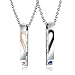 MMTTAO Couple Necklace Crown Bar His Queen Her King Matching Heart Set Titanium Stainless Steel CZ Cubic Zirconia Puzzle Pendant Necklace for Women Men Promise Jewelry Gifts, His Queen Her King, 2Pcs