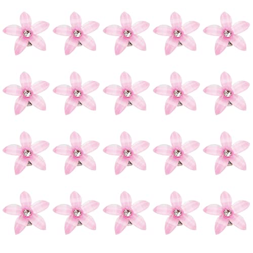 Wecoe 20 Pcs Small Pink Bling Hair Clips - Decorative Mini Clips for Wedding, Women's Birthday Gift