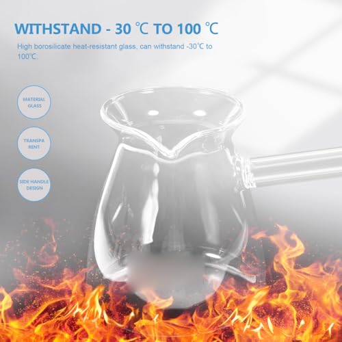 Cabilock Türkische Topf Glas Transparenter Kaffeekanne Glas Kaffee Karaffe Türkische Kaffeeseitenhandtopfer Verdickte Kochtopf Kerze