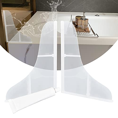 Kindga Silicone Shower Splash Guard For Bathtub, Clear Large Tub Water Corner Splash Guard - 3 Layer Waterproof Design For Protector Bathroom Restroom Floor - 2 Pieces #TOP23