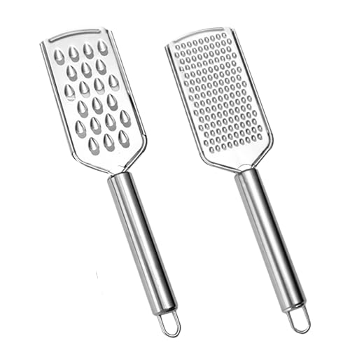 2Pcs Parmesan Cheese Grater, Graters for Kitchen, Mini Cheese Grater, Carrot Hand Grater, Fine Grater with Handle and Hanging Hole, for Chocolate, Vegetables, Fruits, Ginger and Garlic