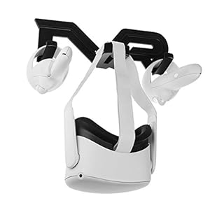 NEWZEROL muur mount headset houder en controller mount station compatibel voor Quest 2/Quest/Rift S/Valve Index/HTC Vive/Pico 4/PS VR2 headset en controllers houder VR accessoires – zwart