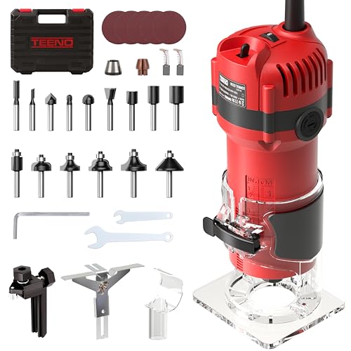 TEENO Router Tool, 6.5 Amp 1.25 HP Compact Wood Router Tool for Woodworking, 6 Variable Speeds, 1/4'...