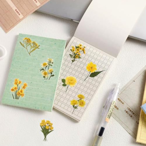 Image of Aesthetic Flowers Stickers Transparent Flora Scrapbook Stickers(Y) | Transparent & Waterproof Sticker for Scrapbook Journal Water Bottle Kindle, DIY Crafts, Party Supplies