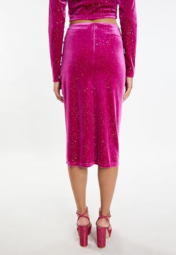 nascita Women's Velvet Skirt with Glitter, Pink, M