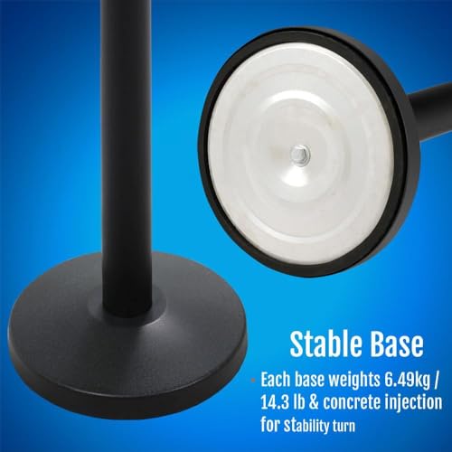 Image of Yaheetech 8-Pack Retractable Belt Stanchion Set with 6.5FT Black Retractable Belt Crowd Control Barriers Queue Barriers Security Pole Posts
