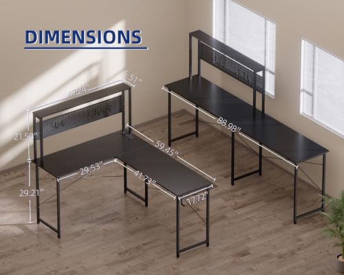 Pamray 60 Inch L Shaped Gaming Desk with Shelves and Storage by PAMRAY - Used condition - Image 8