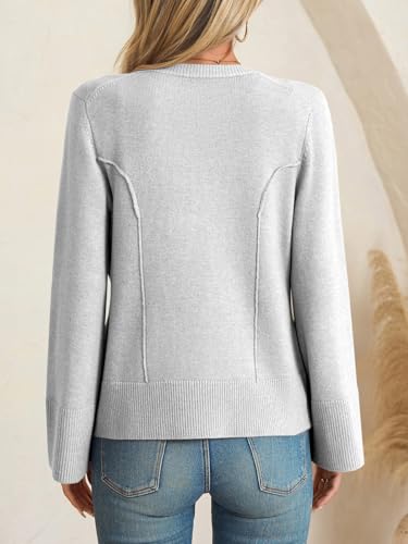 Image of Saodimallsu Womens Bell Sleeve Cardigan Sweaters Button Down Long Sleeve Fall Trendy Sweaters 2025 U Neck Knit Outwear