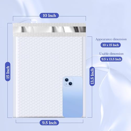 Image of Fuxury Bubble Mailers Bulk 9.5x14.5 inch 250 Pack White Large Padded Envelope | Usable Size 9.5x13.5 inch Self Seal Bubble Envelopes Padded Mailers Shipping Bags for Mailing book Shirt Small Business #4