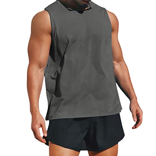 Irovami Camiseta masculina atlética sem mangas camisetas elásticas de secagem rápida para corrida, t