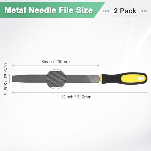 M METERXITY 2-Pack Flat Metal File 8 Inch, High Carbon Steel File Diamond File Hand File W PVC Grip Handle for Wood/Metal/Ceramic/Glass/Stone/Jewelry/Tile/Model/DIY/Sharpening File 3 M METERXITY 2-Pack Flat Metal File 8 Inch, High Carbon Steel File Diamond File Hand File W PVC Grip Handle for Wood/Metal/Ceramic/Glass/Stone/Jewelry/Tile/Model/DIY/Sharpening File - Image 3