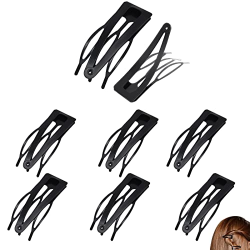 24 Piezas Clips de Pelo, Pinzas para el Cabello a Presión de Metal Clips, Clips de pelo para Niñas, Pinza para el Cabello para Peluquería, Suministros de Salón(Black) Cover