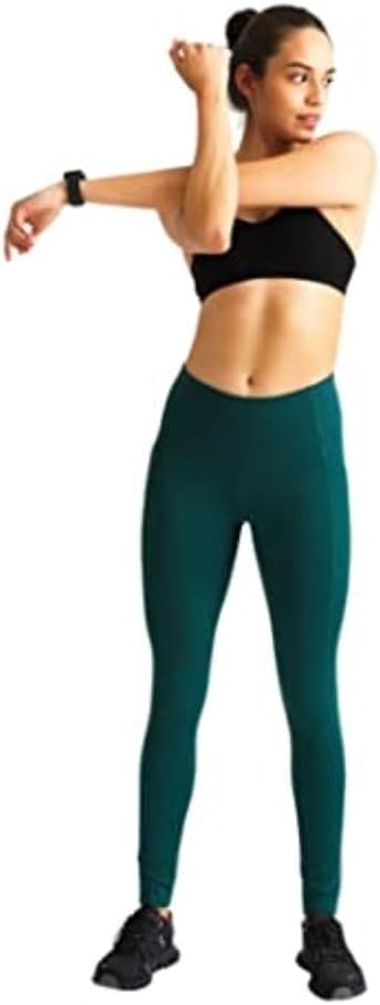 IBEX Women's Lizzi Wool Leggings with Pockets | Tummy Control Compression Yoga Pants for Women | Thermal High Waist Workout Leggings for Outdoor, Hiking, Running & Travel | Evergreen (X-Small)
