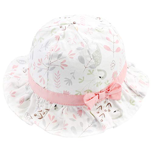 ANIMQUE Baby Mädchen Sonnenhut Blumenmotiv Frühling Sommer Fischerhut Süß und Lieblich Baumwolle Hut Rosa, Kopfumfang 52cm XL Cover