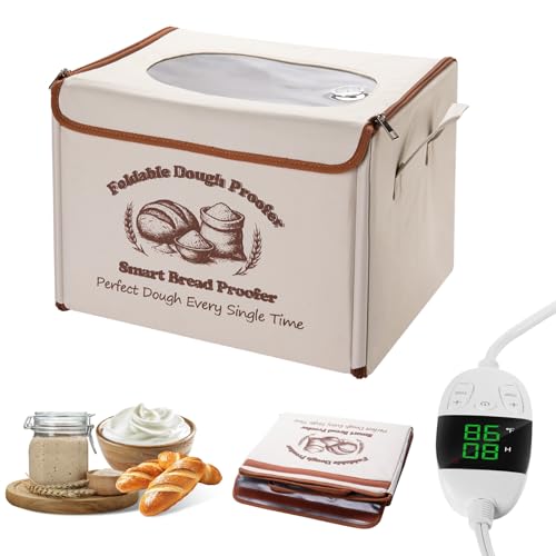 Bread Proofing Box - Foldable Dough Proofer Box with 50-130℉ Temp Control & 12H Timer, Proofing Box for Sourdough, Bread Baking, Pizza, Yogurt, Kombucha, Space-Saving & 5-Layer Fabric