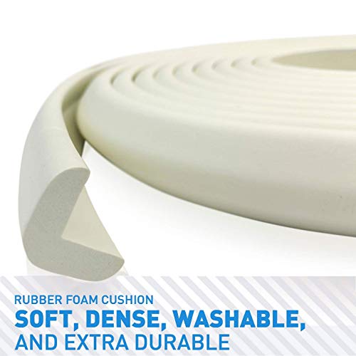 Furniture Edge And Corner Guards | 20.4Ft Protective Foam Cushion | 18Ft Bumper 8 Adhesive Childsafe Corners | Baby Child Proofing Set Nontoxic And Safe For Table, Fireplace, Countertop | White #TOP3