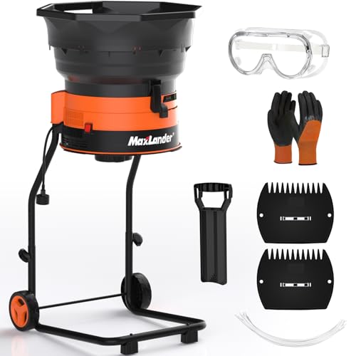 MAXLANDER Electric Leaf Mulcher/Shredder, 15 Amp 8400 RPM Leaf Grinder...