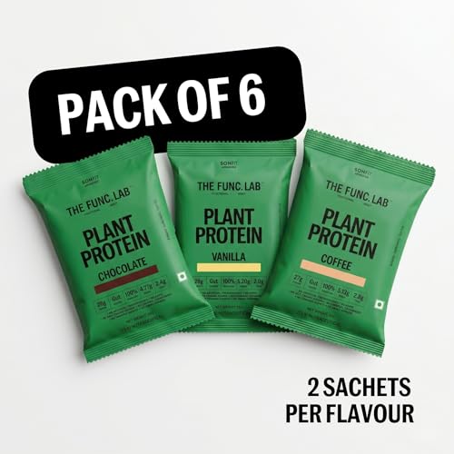 Image of The Func. Lab Plant Protein - Assorted Flavour Travel Packs | 6 Sachets (35g each) | 27-28g Protein per Scoop | Pea and Rice Blend | Vegan, Sugar‑Free, 100% Clean Label, Gut Friendly, Vegetarian