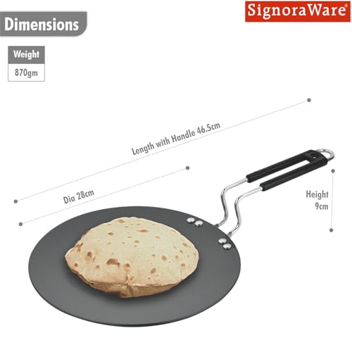 Image of Signoraware Opulent Concave Non Stick Roti Tawa | Gas & Induction Compatible | Prevent Sticking & Burning | Best for Everyday Use | Ideal for Making Chapatis, Dosa, Paratha & Pancakes (28cm | Steel)