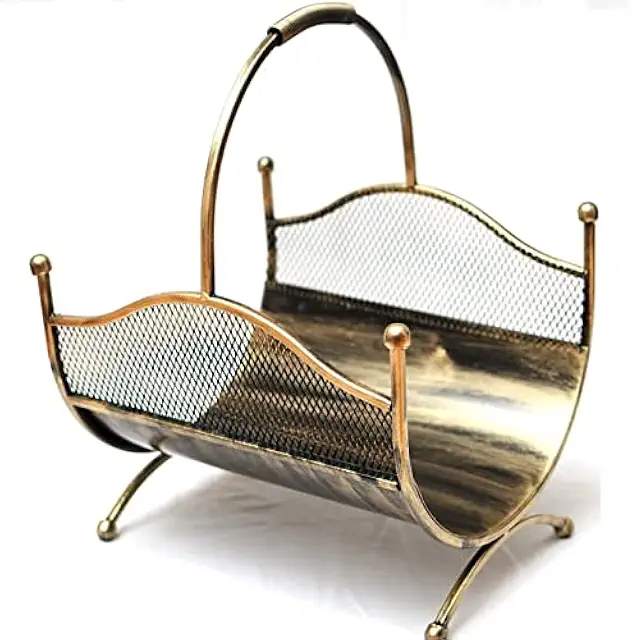 DIXIE STORE Metal Firewood Basket | Sturdy Haardhout Mand for Golden Firewood Storage