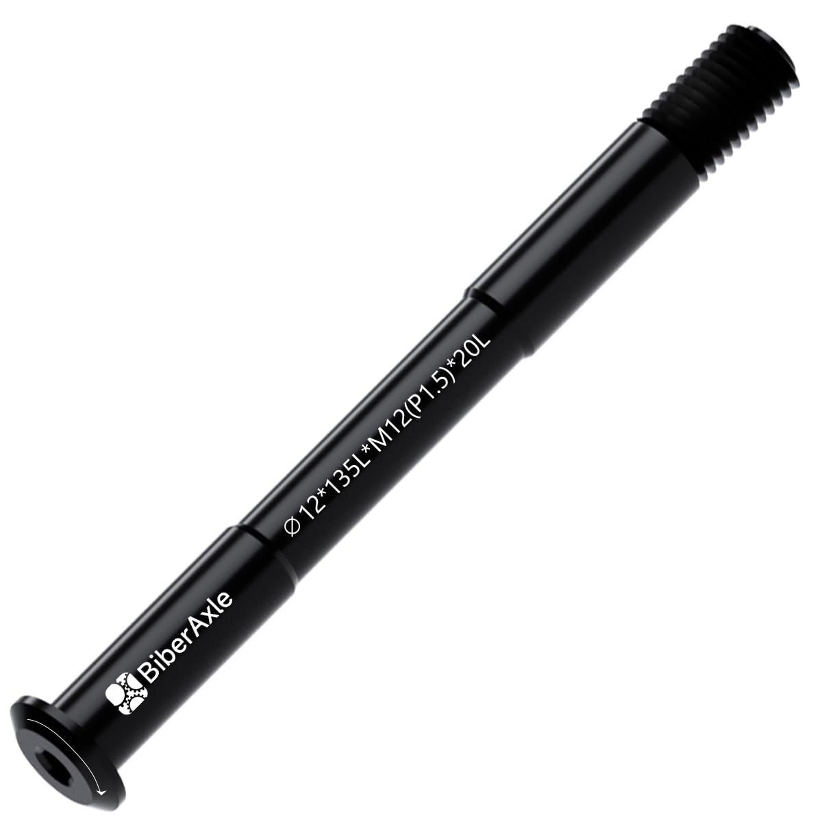 BiberAxle 12 mm Thru Axles for Bicycle Forks and Rear Bicycle Frame, Mountain Bike and Road Bikes, Aluminium Alloy Hub Adapter Axle (Thread Pitch: 1.5 mm/Length: 135 mm)