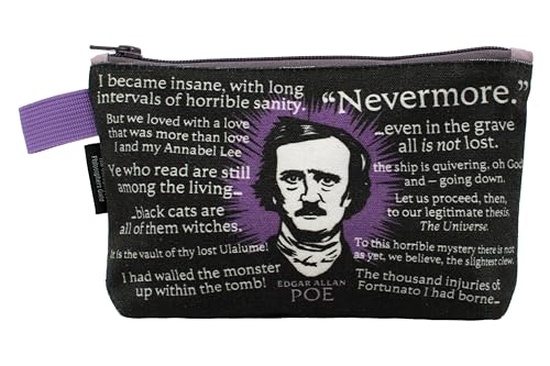 Image of The Unemployed Philosophers Guild Edgar Allan Poe Bag - 9 inch Canvas Zipper Gothic Themed Pouch for Pencils, Tools, Cosmetics, Toiletries, and More