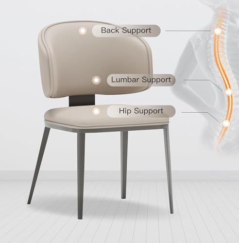 Image of Dining Chairs Modern High Backrest Comfortable, Fashion Upholstered Kitchen Chair Armless Dinner Chair with Metal Legs for All Rooms (Light Grey, Set of 4)