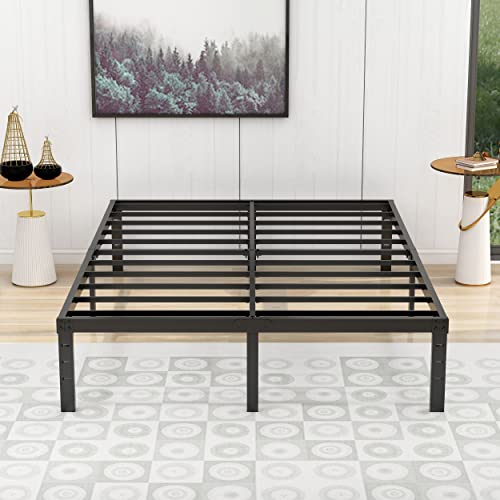 Alazyhome Full Size Bed Frame 14 Inch Metal Platform Bed Frame Heavy Duty Steel Slats Support No Box Spring Needed Noise-Free Easy Assembly Black #TOP2