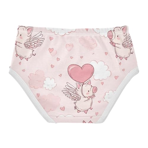 Wusikd Cute Pig Wings Girls' Underwear Cotton Heart Girls Briefs Soft Toddler Underwear 2T2
