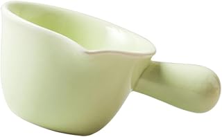 Ceramic Milk Pan Handle Mini Cookware for Milk Porridge Soup High Temperature Resistant for Gas and Microwave Use Elegant Green Design