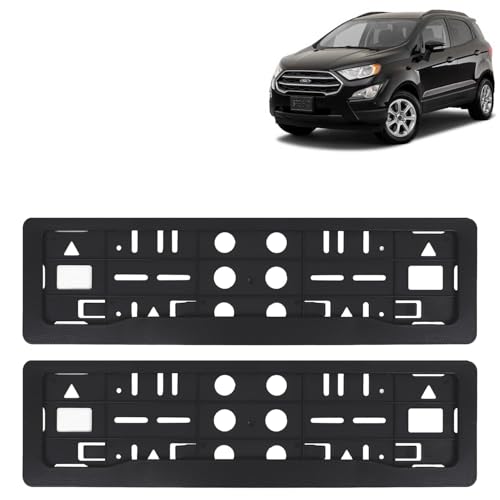 Image of KINGSWAY Ecosport Car Number Plate Frames for All 2017 to 2021 Models of Ford Car Registration Plate Holders, Black Licence Plate Covers (Front and Rear), Universal Size 51.5 x 14.5 cm