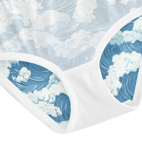 ZZKKO Sea Waves Spray Girls Underwear Toddler Panties for Girls Comfort Brief Size 2T-8Y4