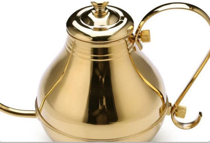 Coffee Press Fine Mouth Gooseneck Coffee Pot Long Spout Pour Over Drip Coffee Kettle Bronze 304 Stainless Steel DIY Coffe Maker Teapot Pots(Gold)