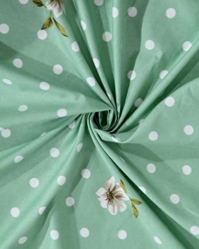 Image of FRESH FROM LOOM All Seasons Collection Super Soft King Size AC Comforter /Blanket /Duvet for Double Bed with 1 Flat Bedsheet and 2 Large Pillow Covers - 4 Piece Comforter Set - Green Center Flower