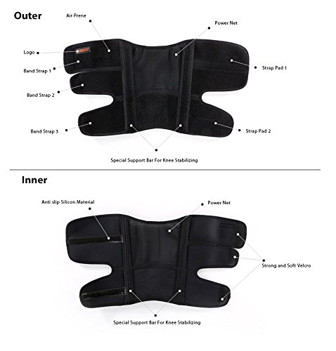 Miniatura 7 de Aider Rodillera tipo 2 soporte de compresión ajustable, neopreno transpirable, diseño único antideslizante y cómodo, rodillera para deportes,