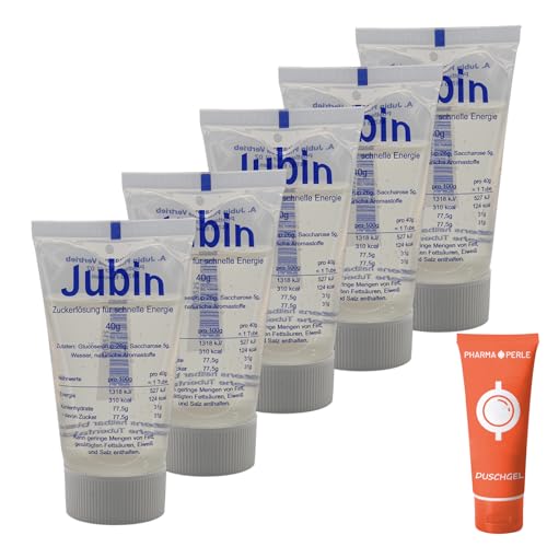Jubin Zuckerlösung schnelle Energie Lösung 40 g Lösung I für Diabetiker und Sprtler I Unterzuckerung I Hypoglykämie I rasche Energieversorgung I Spar-Set plus Pharma Perle give-away (5)