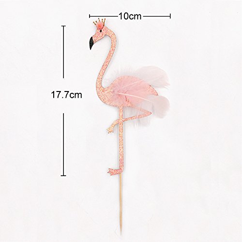 Glitter Pink Fine Feather Aloha Flamingo Baby Birthday Party Cake Topper #TOP1