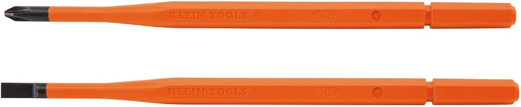 Klein Tools Lâminas de chave de fenda isoladas 13156, lâminas de substituição de extremidade única intercambiáveis para chaves de fenda isoladas Klein, pacote com 2